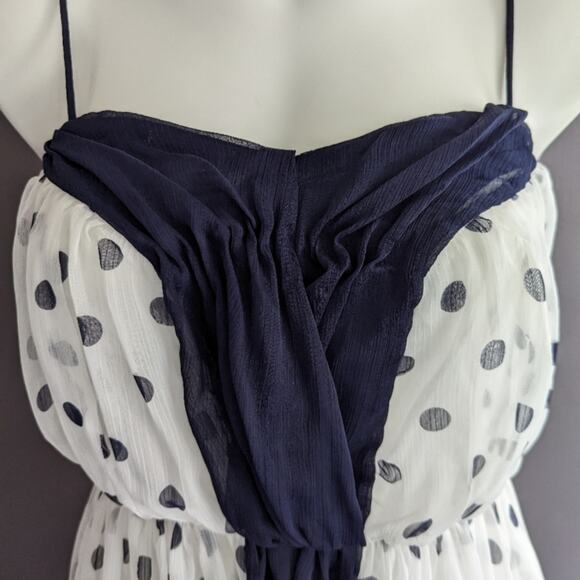 Girl from Saroy Polkadot Chiffon Blouse Cami Top White & Navy Sz 2 - Picture 2 of 7